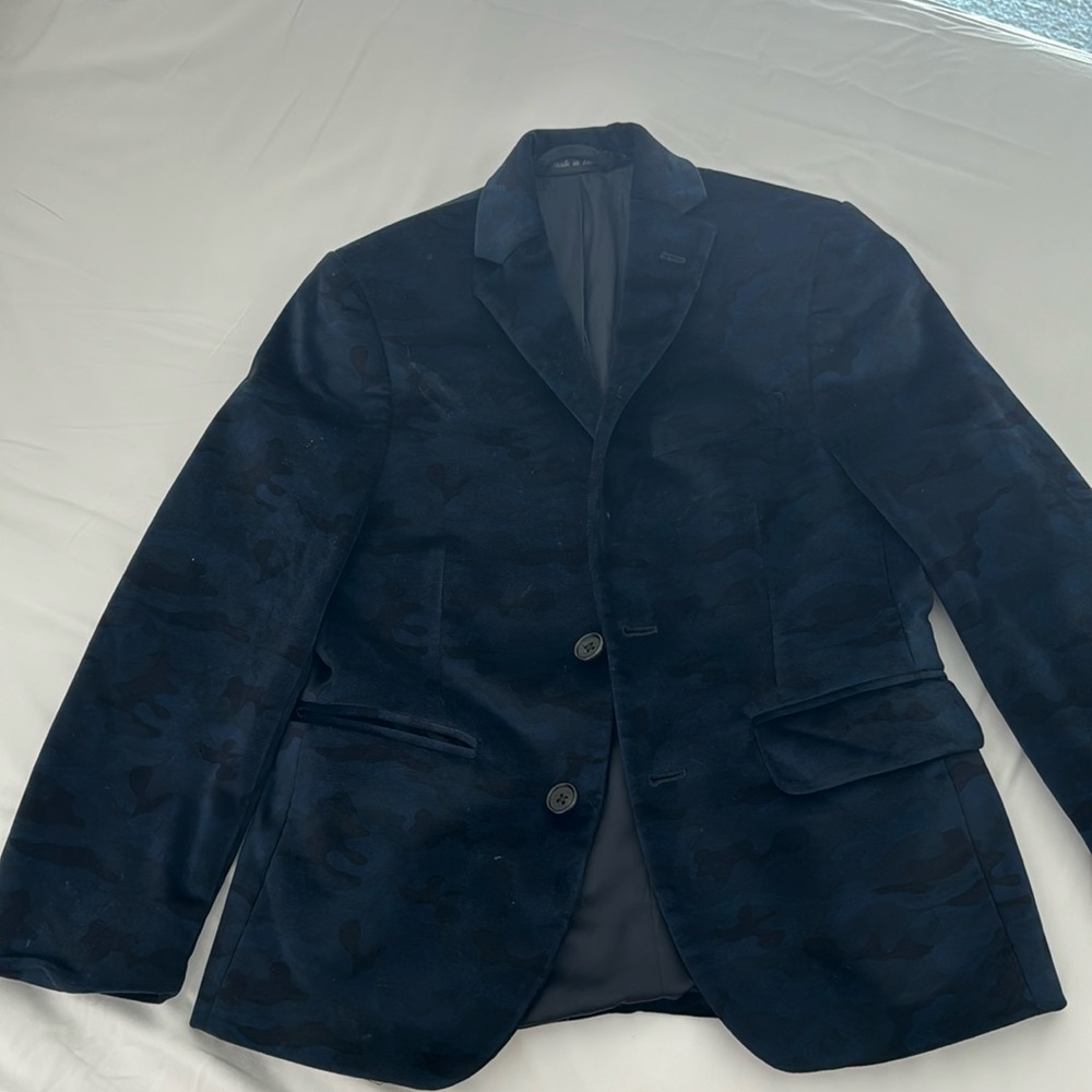 Ralph Lauren boys mavy velvet blazer witu camoflauge print